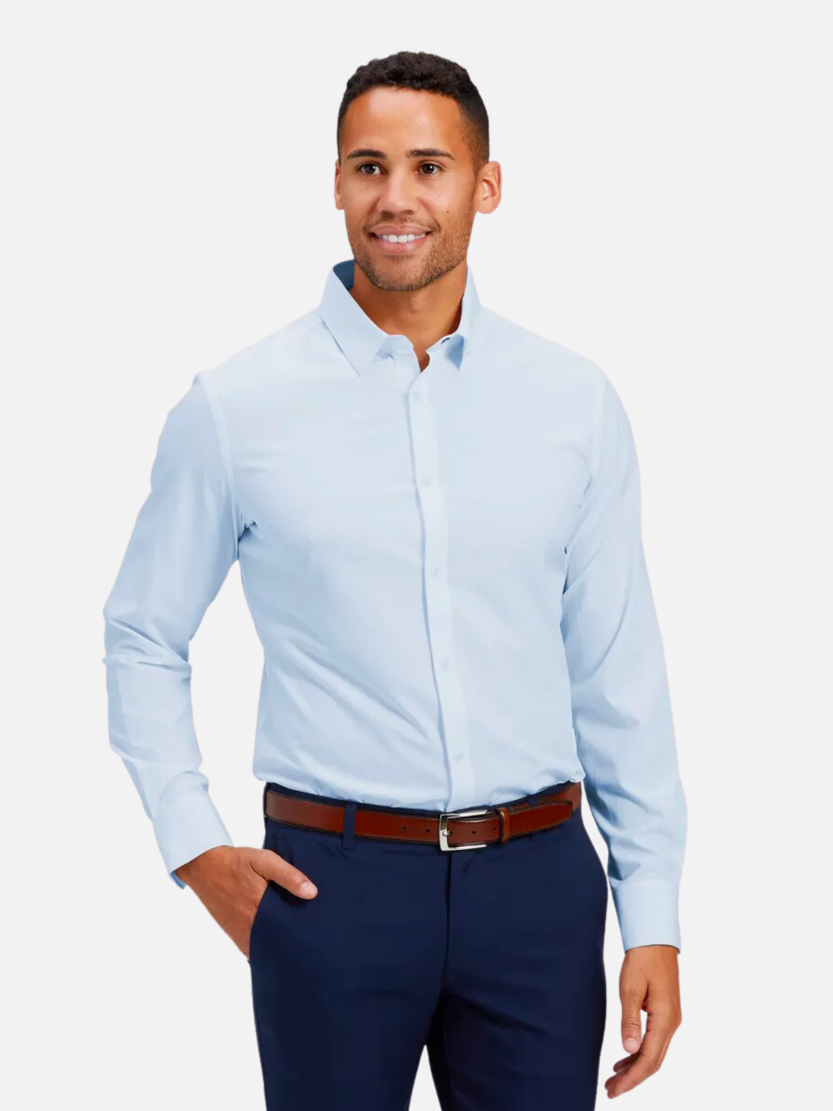 pale blue mens dress shirt Greenwich Light Blue Twill French Cuff Shirt