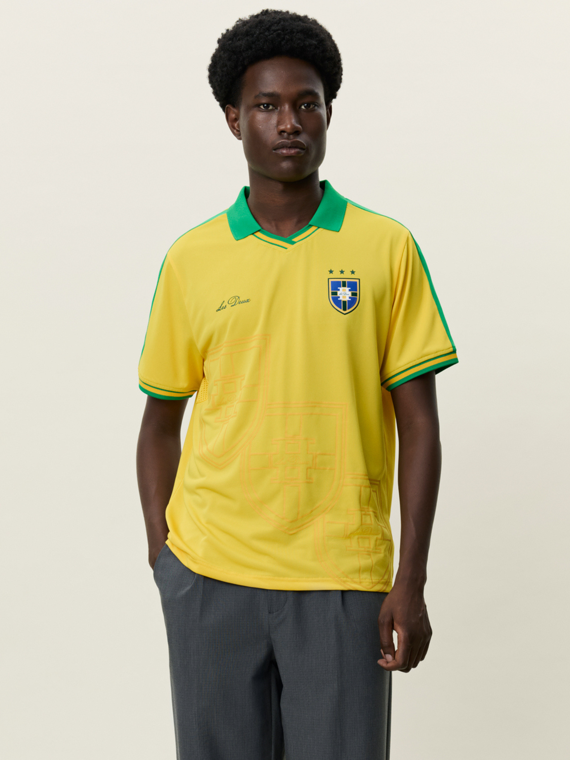 Les Deux Brazil Football Jersey Yellow Green 2026 World Cup Soccer Merch Men’s Top for Men Lightweight Soft Sport Jerseys for Guys Athens GA Georgia Kempt Menswear Store Near Ne