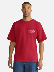 ‘47 Brand Georgia Bulldogs Constantine Foundation Tee T-Shirt  Racer Red Gray Stripe UGA Dawgs Fans Football Sportswear - Model Front