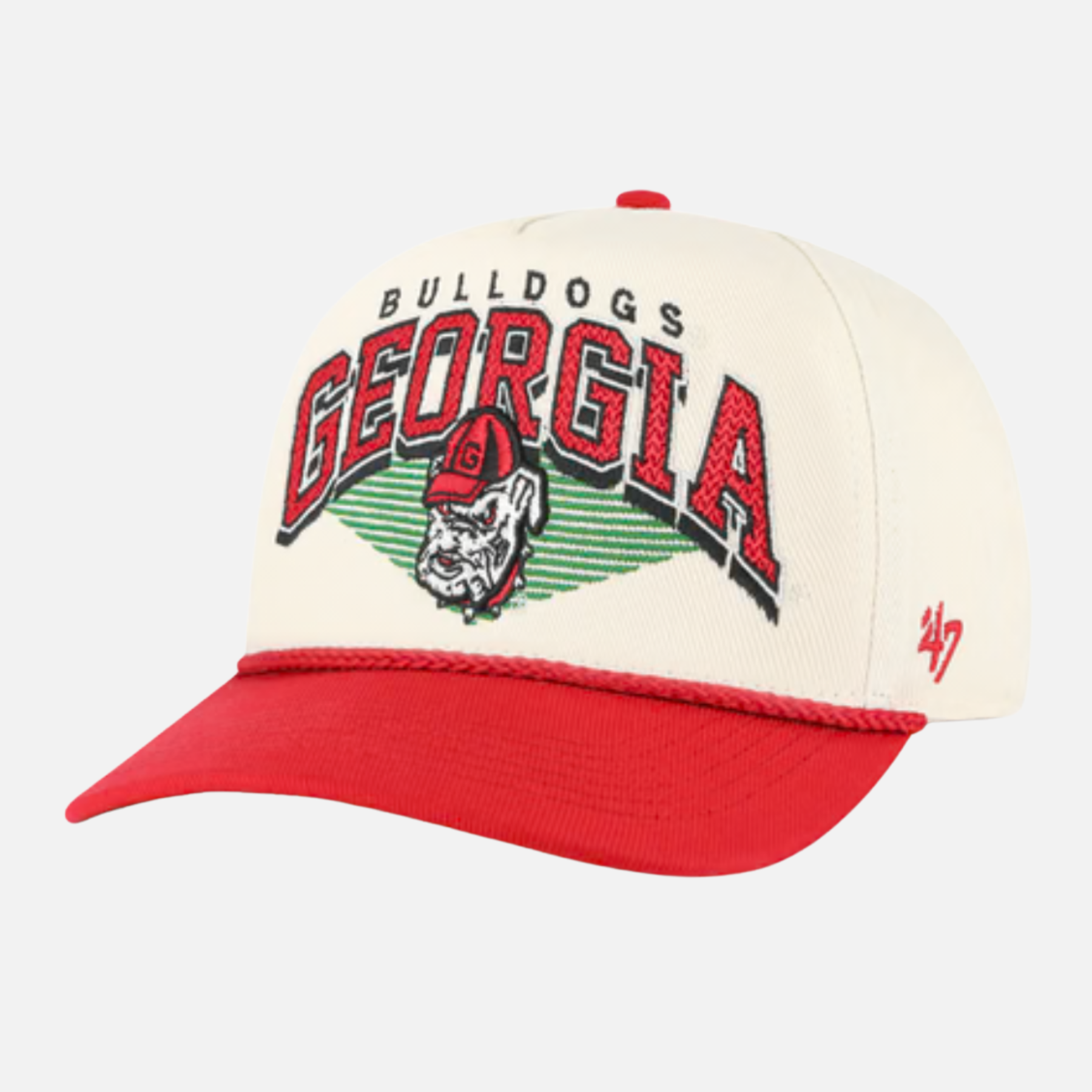 ‘47 Brand Georgia Bulldogs Pomona Rope Hitch Hat Natural Cream White Red Bulldog mascot Athens GA Georgia Kempt Menswear Store Near Me