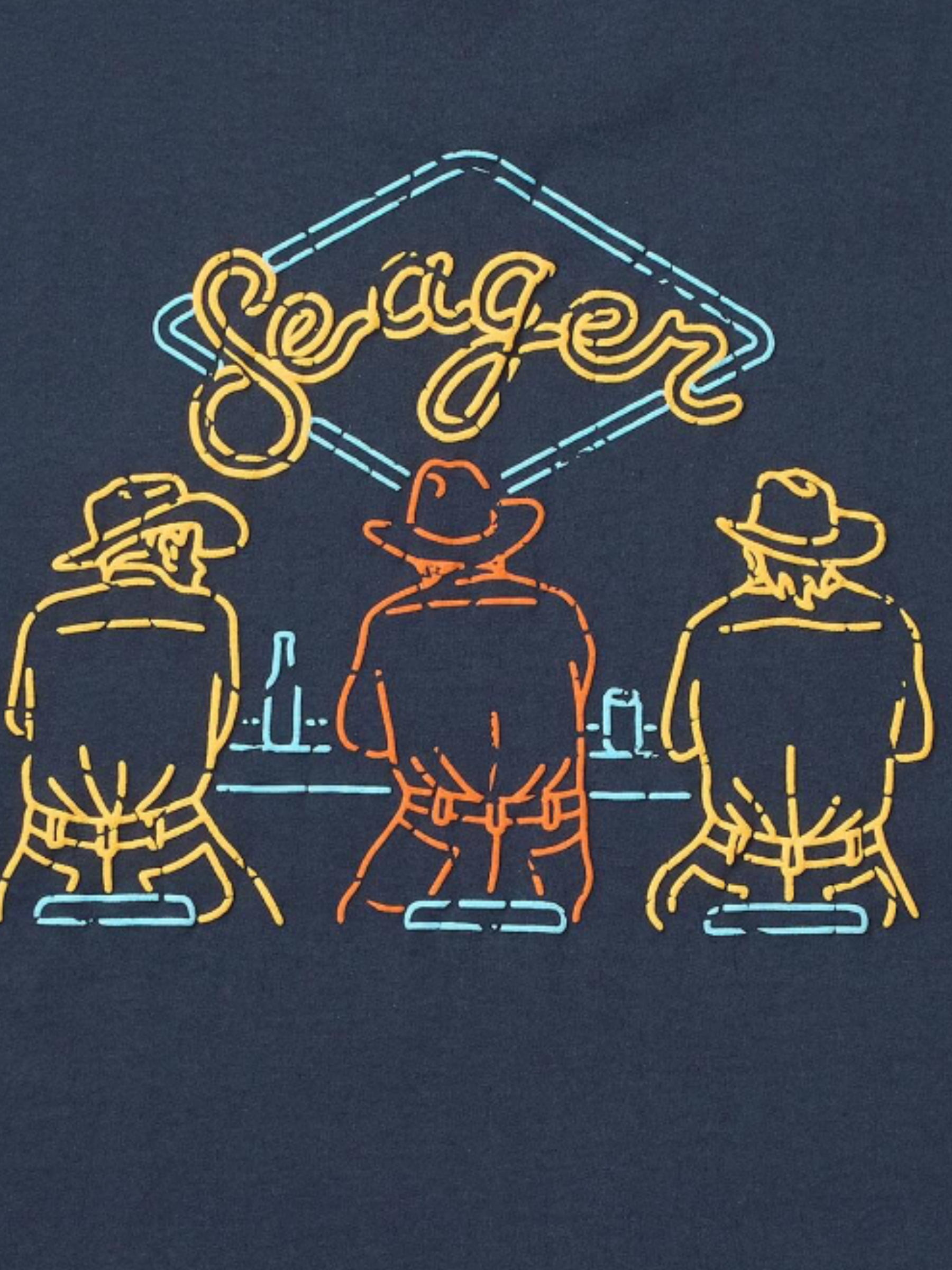 Seager Honky Tonk Tee Navy Blue Graphic T-Shirt for Men Back and Chest Graphics Men’s Tops for Men Seager Western Brand Athens GA Georgia Kempt Menswear Store Near Me