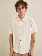Rhythm Sundown SS Short Sleeve Shirt Button Down Collared Men’s Tops for Men Casual Shit for Guys Natural White Closet Basic Staple Shirt for Guys Athens GA Georgia Kempt Menswear Store Near Me