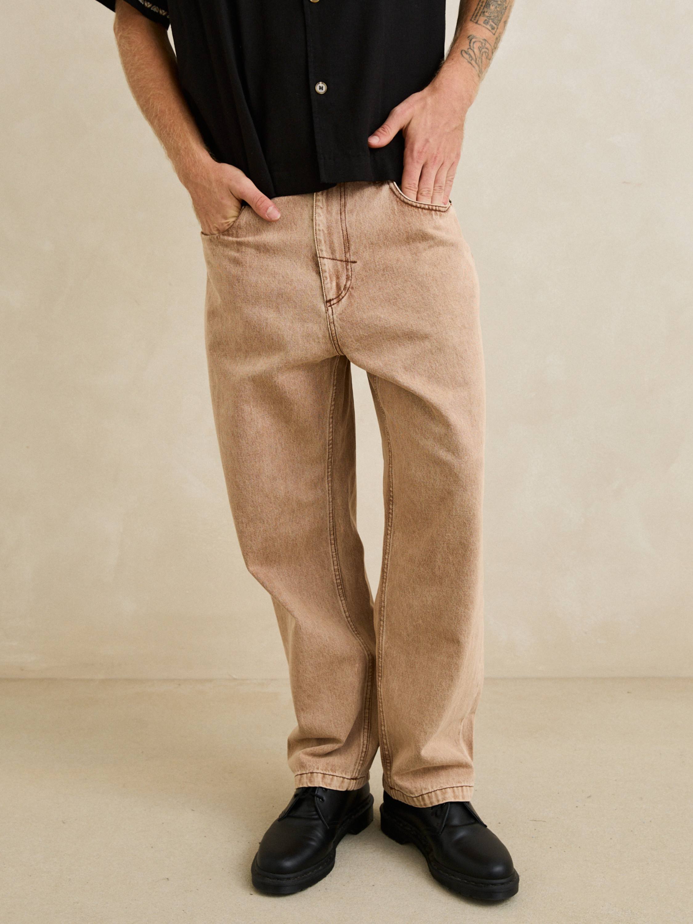 Rhythm Essential Jean Cedar Khaki Tan Loose Fit Pant Jean for Men Baggy Jeans for Guys Men’s Bottoms Athens GA Georgia Kempt Menswear Store Near Me