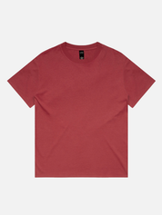 AS Colour Heavyweight Relaxed Tee in a faded cardinal red front flat