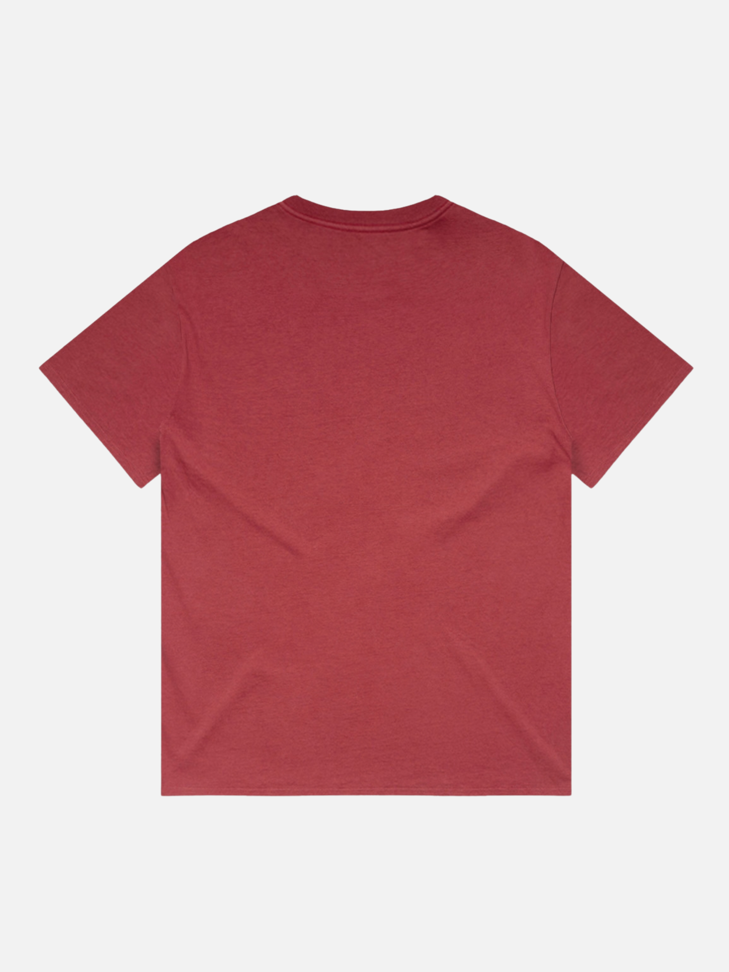 AS Colour Heavyweight Relaxed Tee in a faded cardinal red back flat