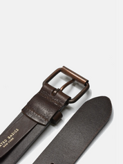 curated basics dark brown leather belt with copper buckle kempt athens ga georgia men's clothing store