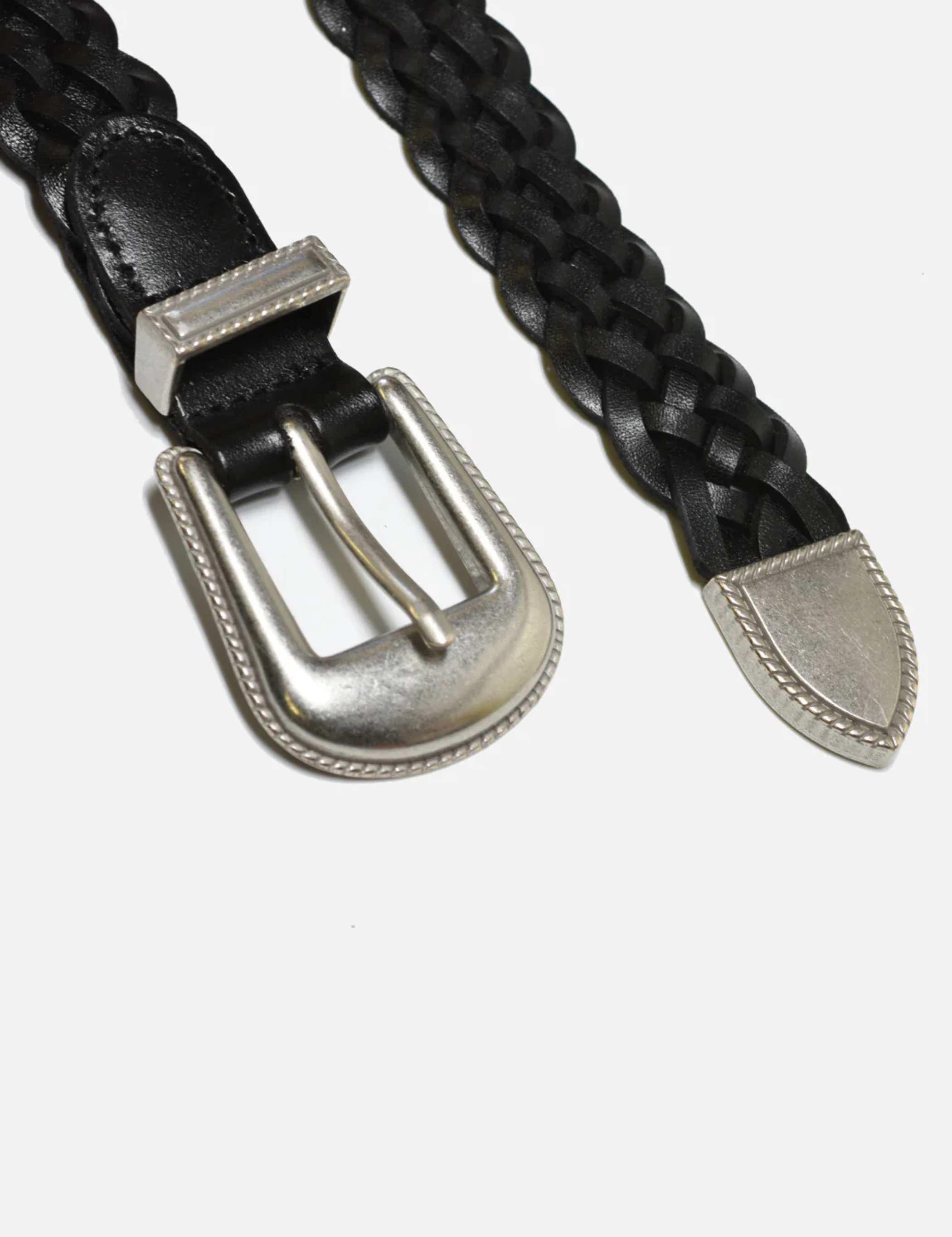 curated basics belt black western braided italian leather with stainless steel buckle kempt athens ga georgia men's clothing store