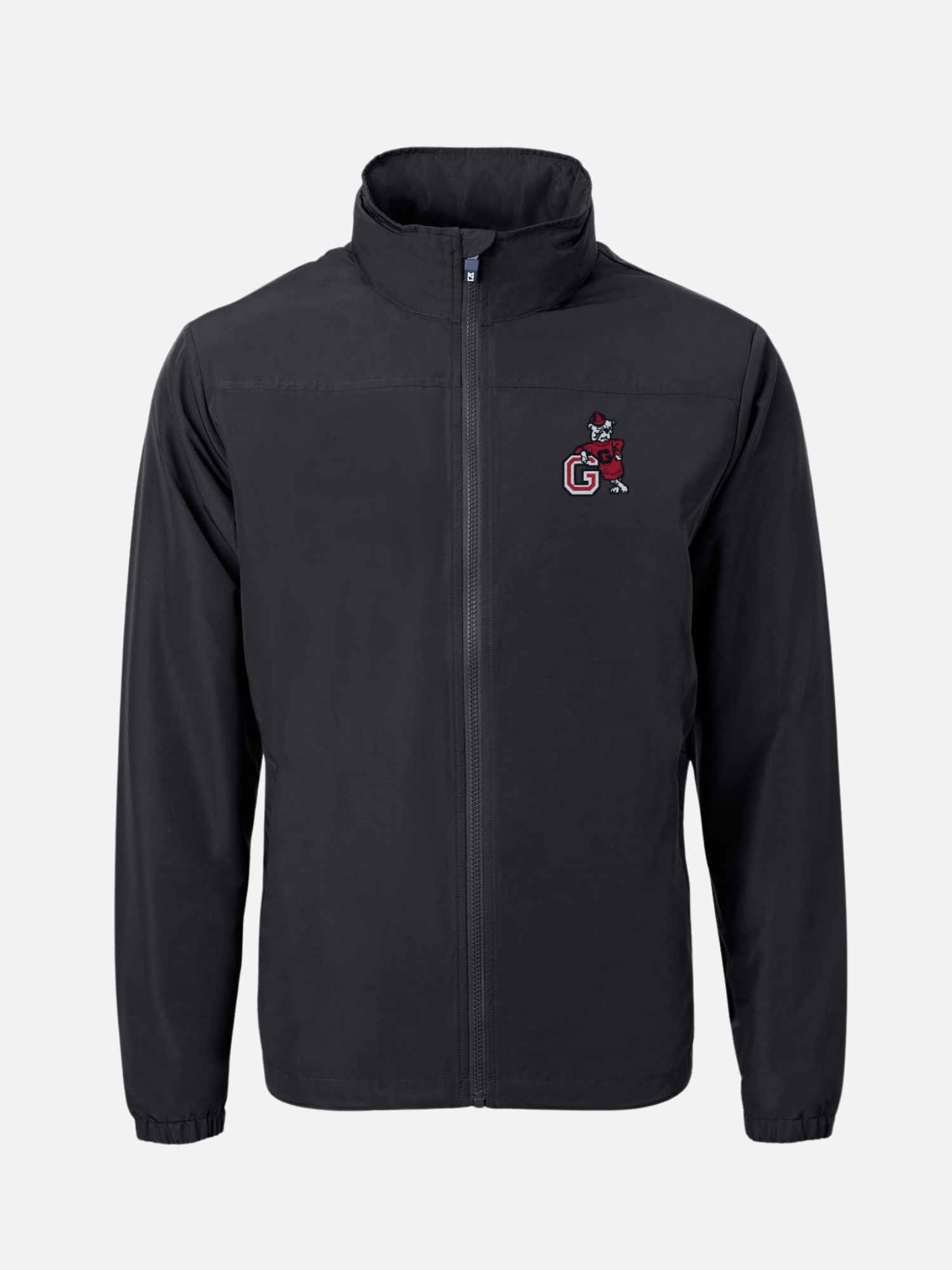 Georgia Bulldogs Full Zip Windbreaker Jacket Black Mens UGA Dawgs Leaning Dawg Gear Mens Gift Clothing Store Athens GA Kempt Hood