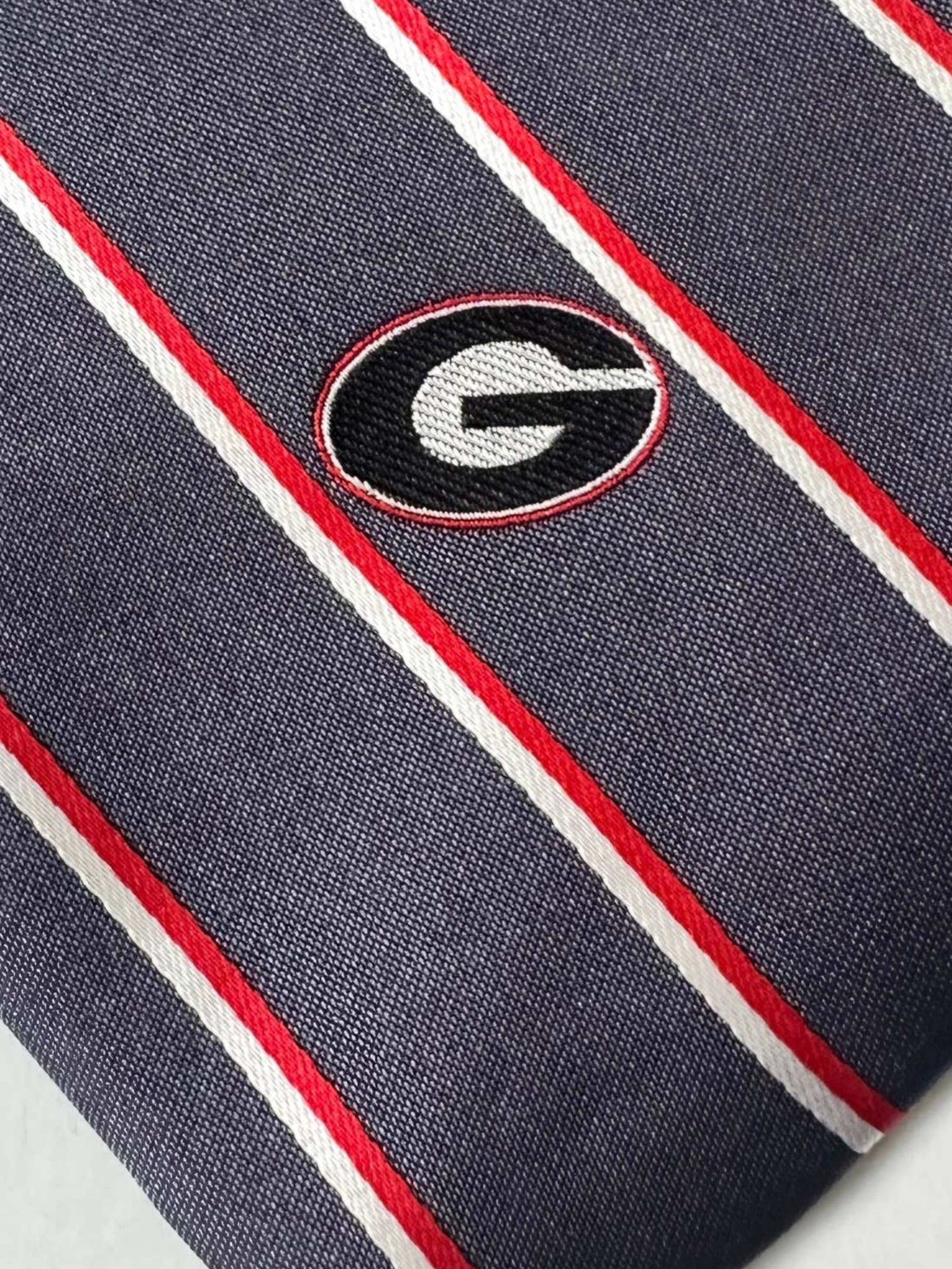 Georgia Bulldogs UGA Dawgs Tie Grey Gray Charcoal Stripe Necktie for Men Accessories Athens GA Georgia Kempt Menswear Store Near Me