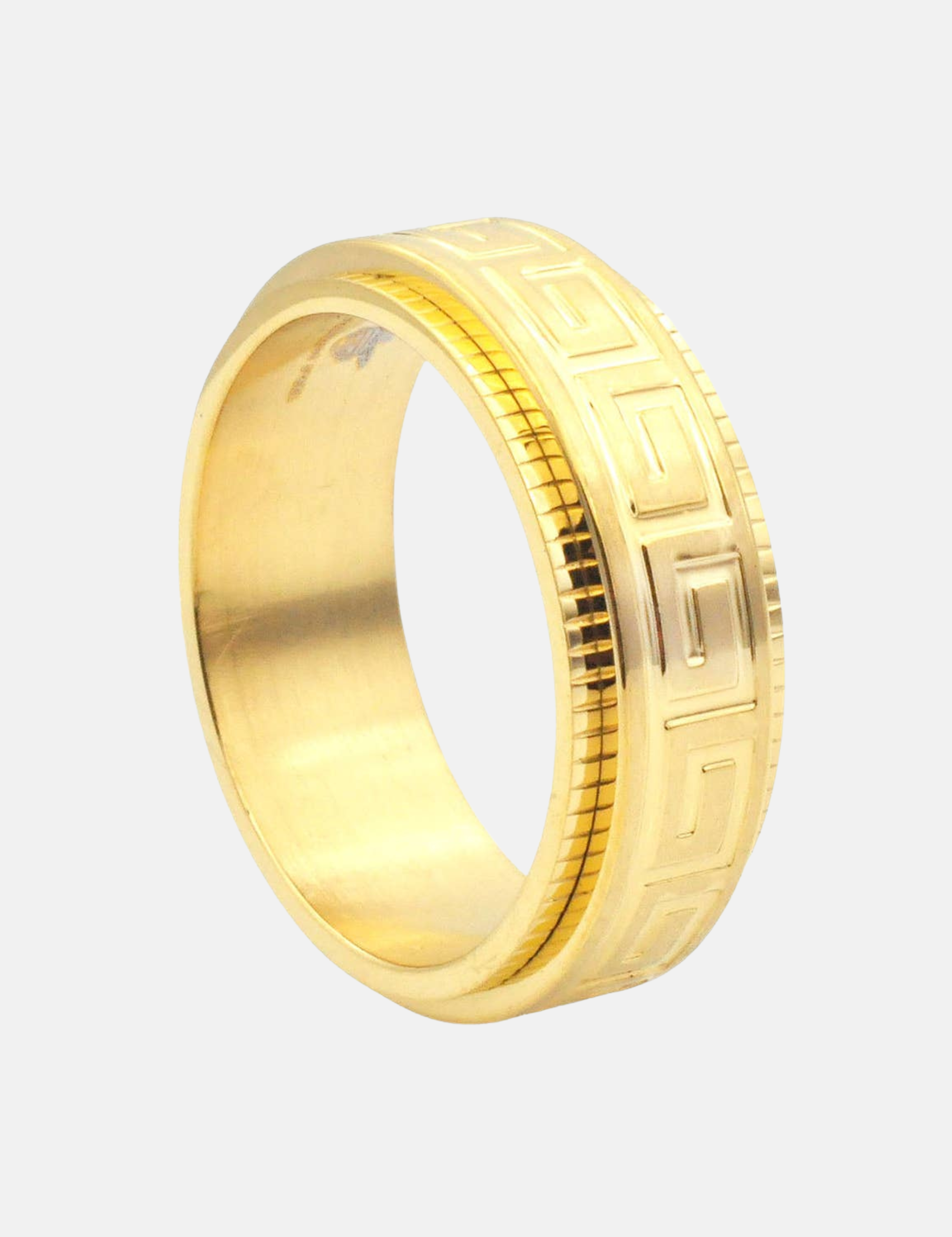Blackjack Men’s Jewelry Stainless Steel Etched Greek Key Spinner Band Ring Gold Men’s Jewelry Accessories for Men Men’s Rings for Guys Athens GA Georgia Kempt Menswear Store Near Me