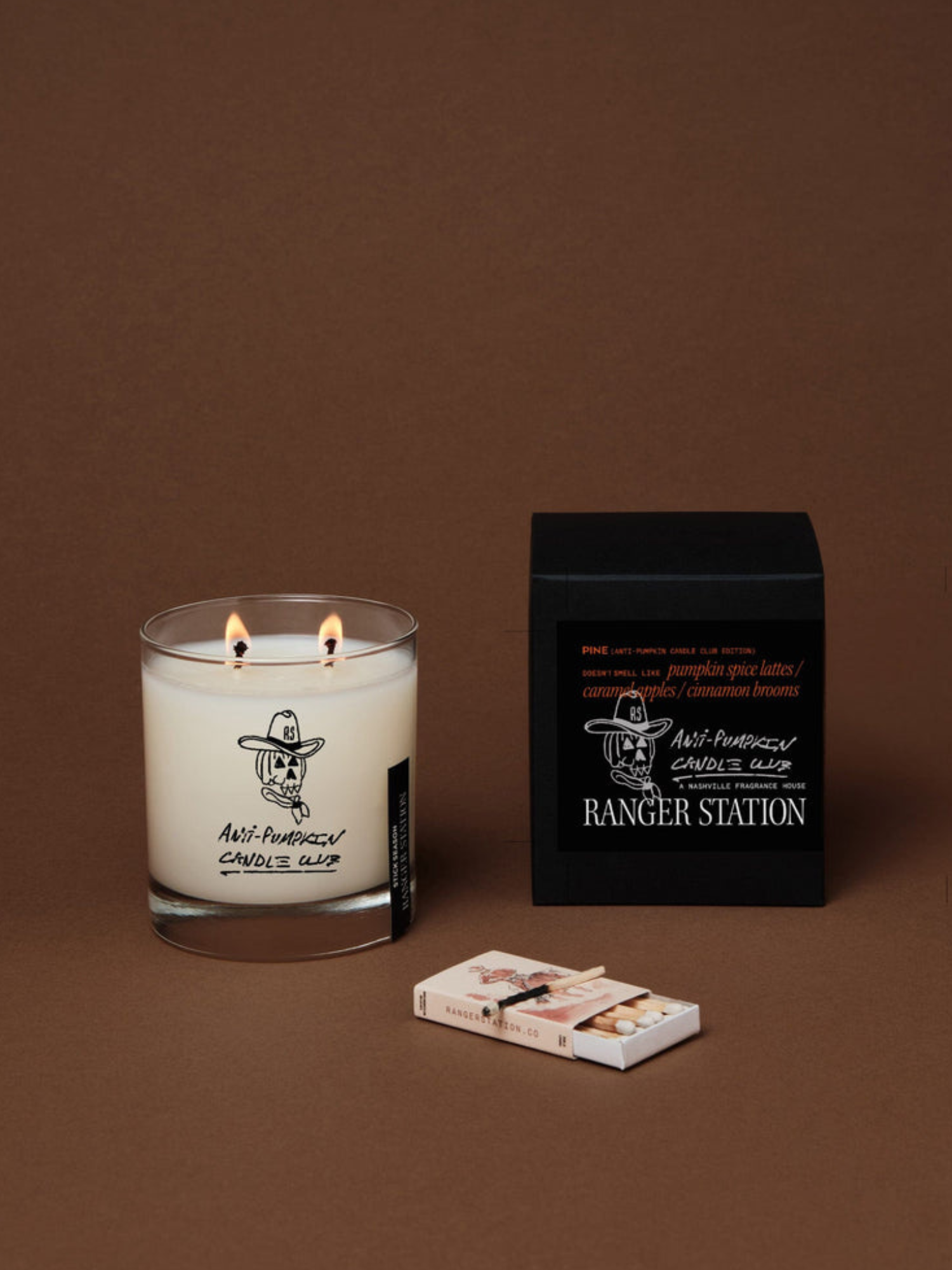 Ranger Station Anti-Pumpkin Candle Club Candle Studio Reserve Soy Wax Candle with Reusable Glass -  Front