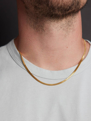 3mm Herringbone Gold Chain Necklace