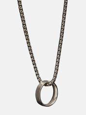 Waterproof Ring on Stainless Steel Round Box Chain Necklace