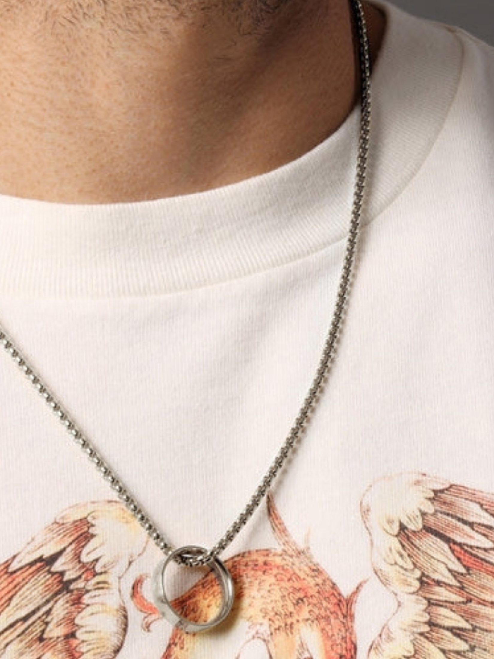 Waterproof Ring on Stainless Steel Round Box Chain Necklace