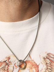 Waterproof Ring on Stainless Steel Round Box Chain Necklace
