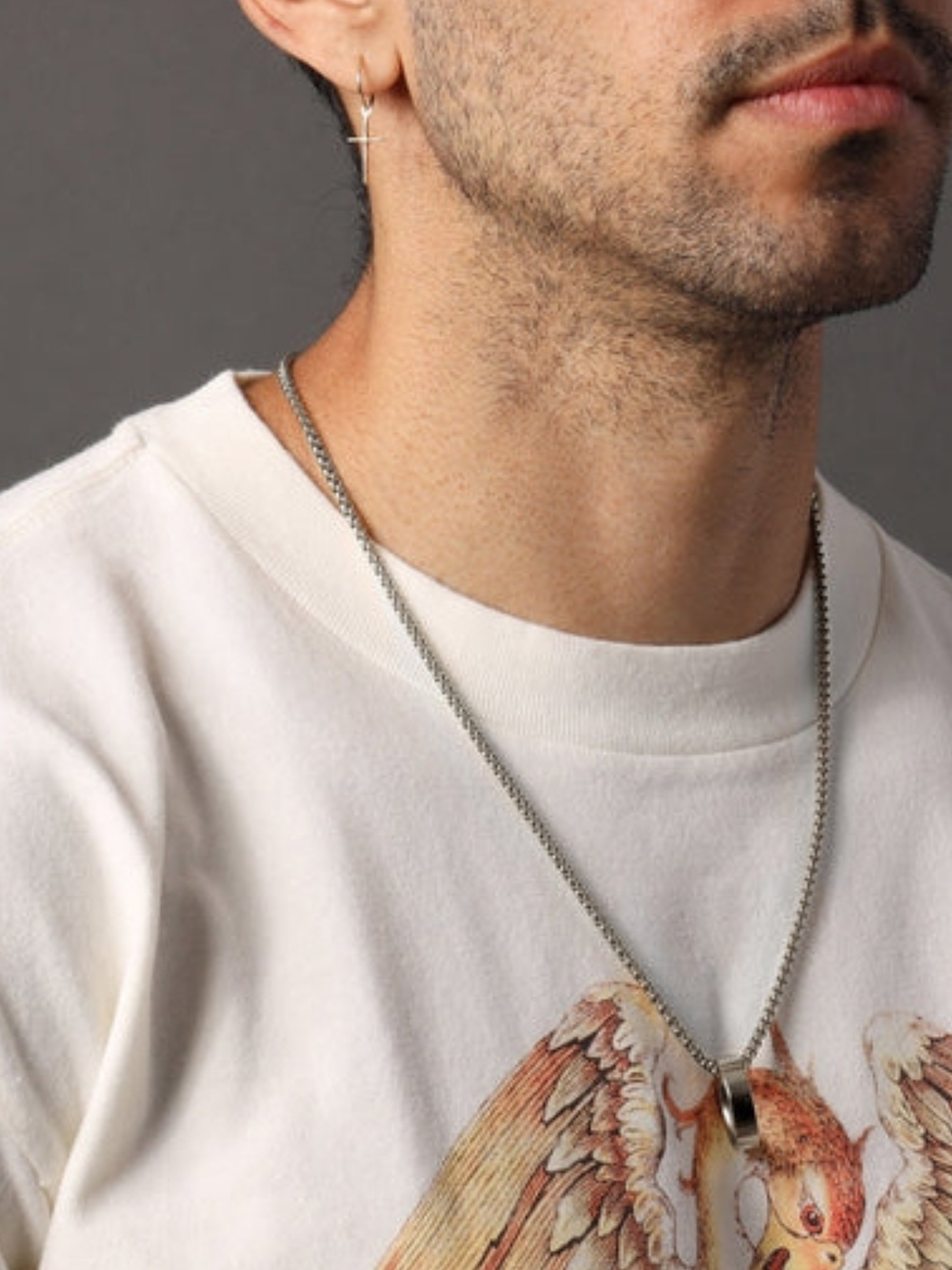 Waterproof Ring on Stainless Steel Round Box Chain Necklace