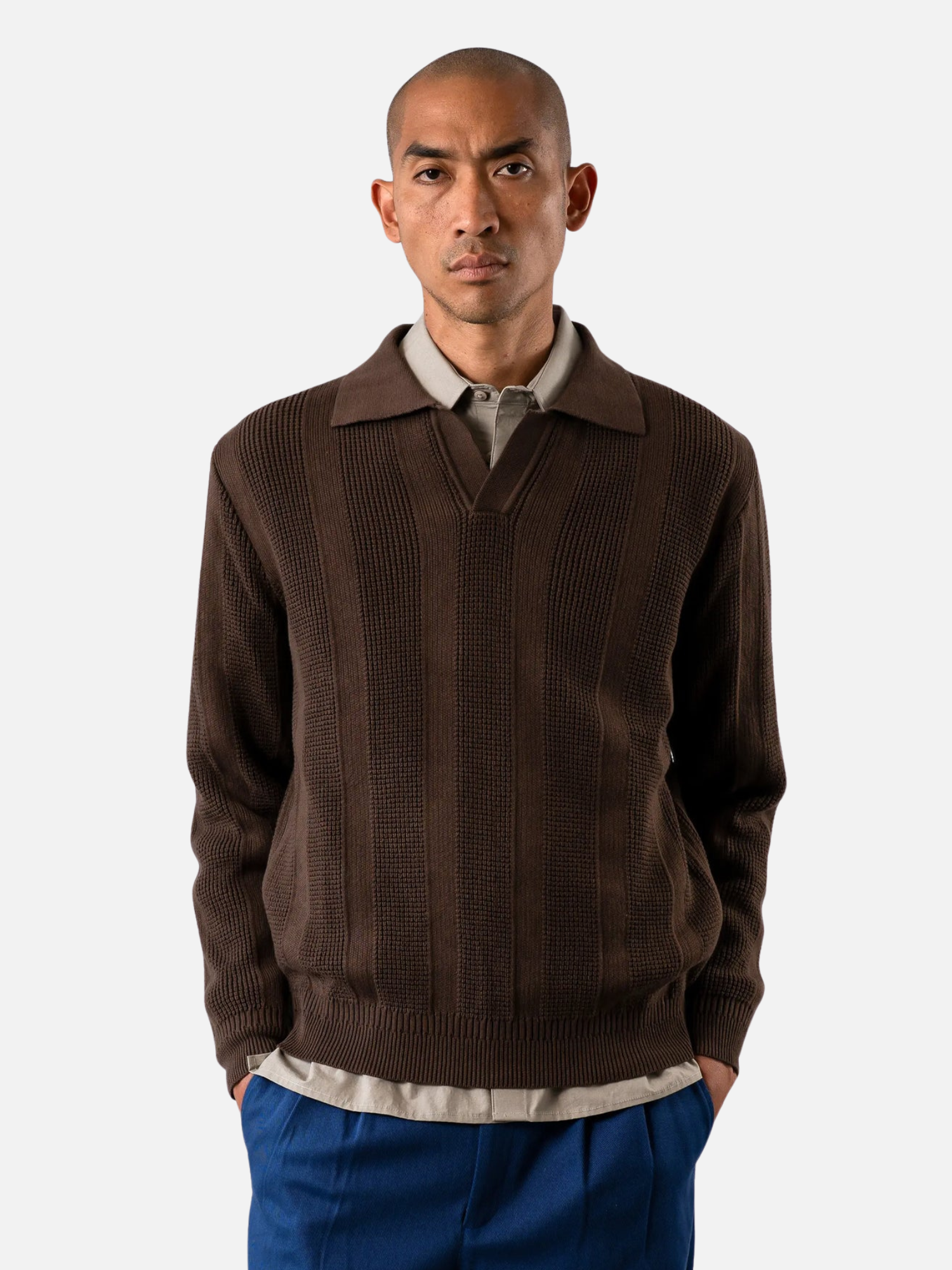 Far Afield Clifford Knitted Polo - Brown