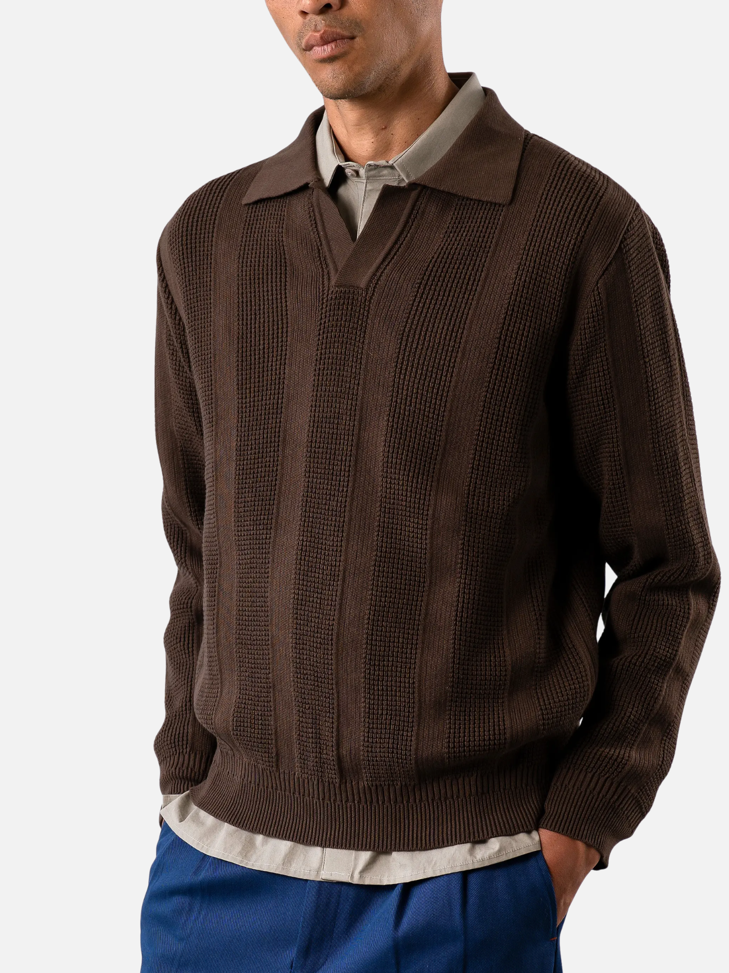 Far Afield Clifford Knitted Polo - Brown
