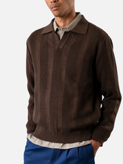 Far Afield Clifford Knitted Polo - Brown