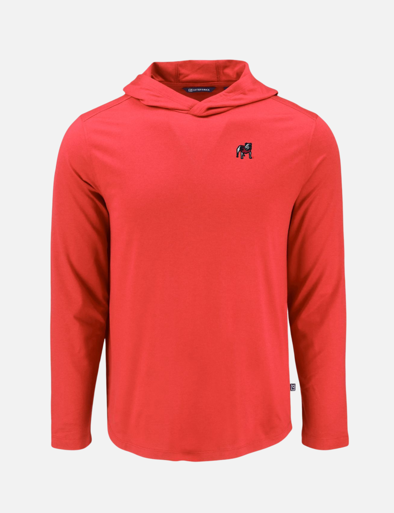 Georgia Bulldogs Cutter Buck Lightweight Performance Hoodie SPF Dry Fit Red Standing Dawg Kempt Athens GA UGA Mens Clothing