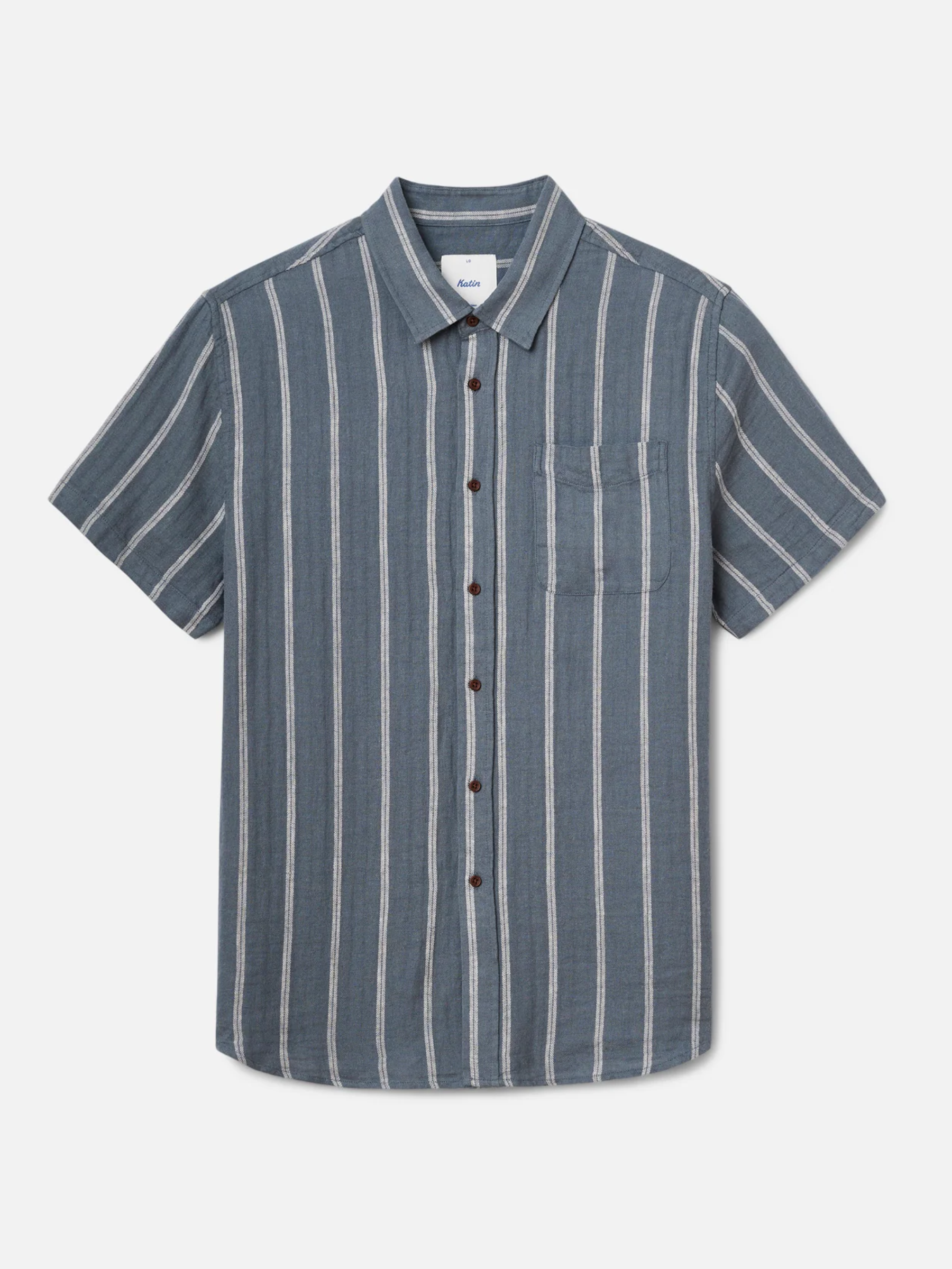 Katin Alan Shirt Tempest Blue Stripe Pattern Short Sleeve Collared Button Up Summer Vacation Tops for Men Men’s Shirts Casual Shirt for Men Athens GA Georgia Kempt Menswear Store Near Me