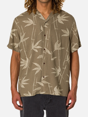 Katin Bamboo Shirt Moss Green Light Brown Taupe Floral Branch Pattern Short Sleeve Collared Button Up Summer Vacation Tops for Men Men’s Shirts Casual Shirt for Men Athens GA Georgia Kempt Menswear Store Near Me