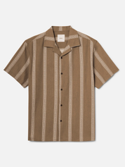 Katin Cedar Shirt Light Brown Taupe Vertical Line Pattern Short Sleeve Collared Button Up  Summer Vacation Tops for Men Men’s Shirts Casual Shirt for Men Athens GA Georgia Kempt Menswear Store Near Me