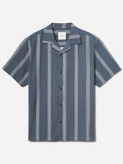 Katin Cedar Shirt Tempest Blue White Stripe Pattern Men’s Button Up Short Sleeve Collared Vacation Shirt for Summer Men’s Tops for Men Athens GA Georgia Kempt Menswear Store Near Me
