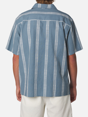 Katin Cedar Shirt Tempest Blue White Stripe Pattern Men’s Button Up Short Sleeve Collared Vacation Shirt for Summer Men’s Tops for Men Athens GA Georgia Kempt Menswear Store Near Me
