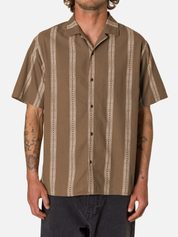 Katin Cedar Shirt Light Brown Taupe Vertical Line Pattern Short Sleeve Collared Button Up  Summer Vacation Tops for Men Men’s Shirts Casual Shirt for Men Athens GA Georgia Kempt Menswear Store Near Me