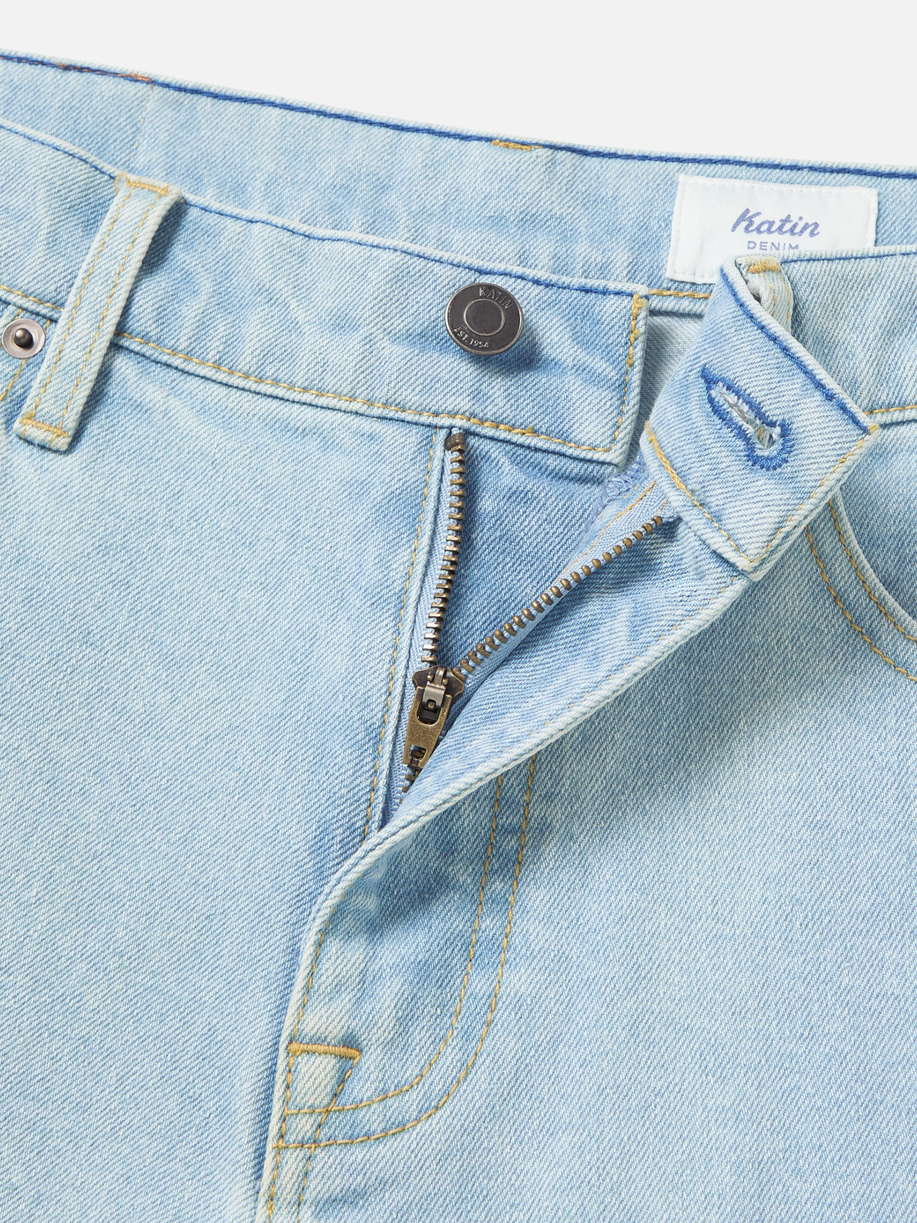 Katin George 64 Short Jean Shorts Jorts for Men Spring Summer Outfits for Guys Light Indigo Wash Blue Denim Athens GA Georgia Kempt Menswear Store Near Me