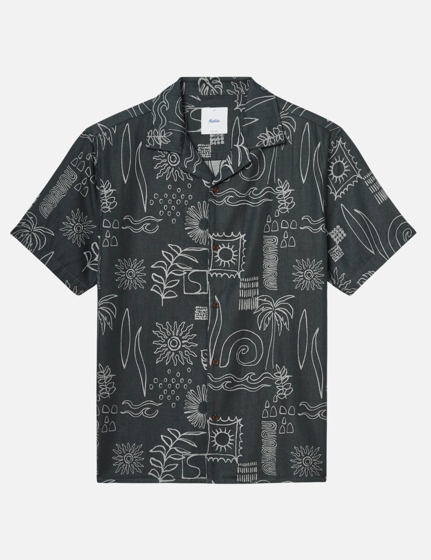 Katin Habitat Button Up Casual Collared Shirt for Men Men’s Spring Summer Tops Outfits Black Wash Pattern Patterned SS Short Sleeve Top for Guys Athens GA Georgia Kempt Menswear Store Near Me