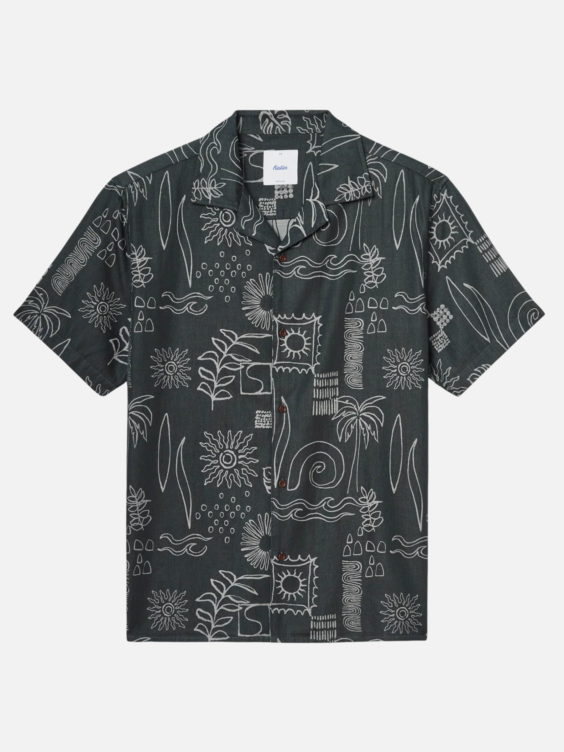 Katin Habitat Button Up Casual Collared Shirt for Men Men’s Spring Summer Tops Outfits Black Wash Pattern Patterned SS Short Sleeve Top for Guys Athens GA Georgia Kempt Menswear Store Near Me