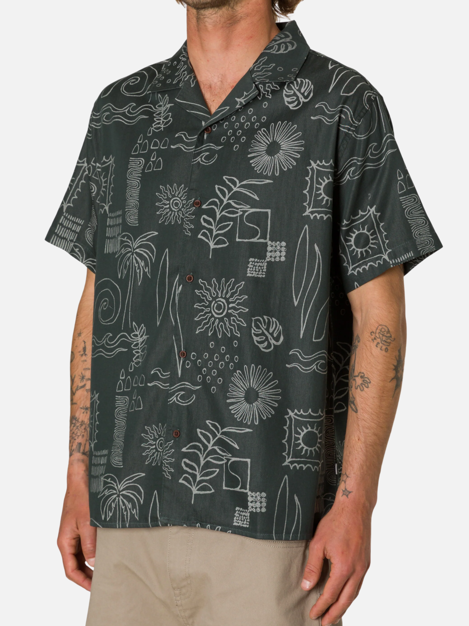 Katin Habitat Button Up Casual Collared Shirt for Men Men’s Spring Summer Tops Outfits Black Wash Pattern Patterned SS Short Sleeve Top for Guys Athens GA Georgia Kempt Menswear Store Near Me