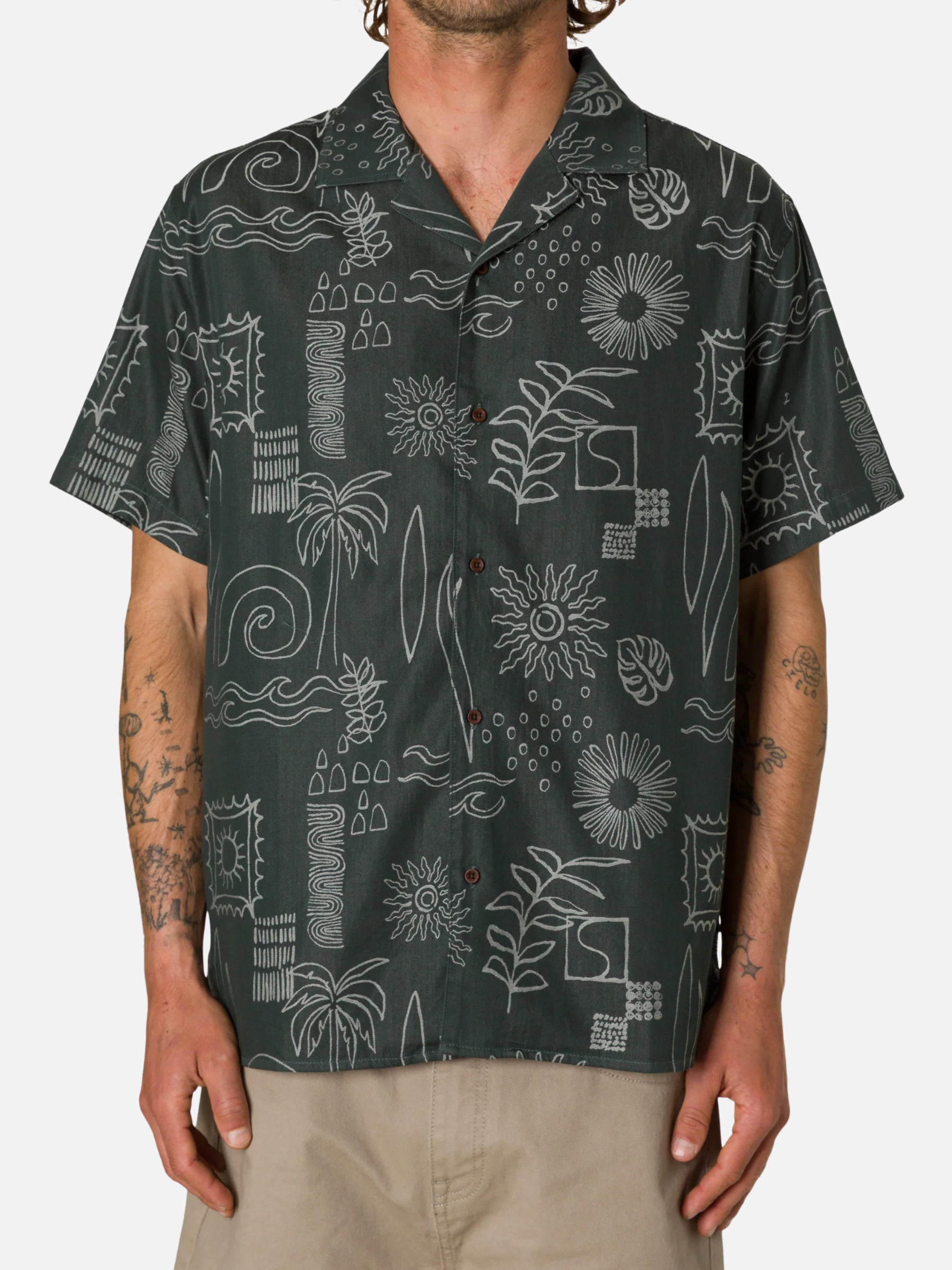 Katin Habitat Button Up Casual Collared Shirt for Men Men’s Spring Summer Tops Outfits Black Wash Pattern Patterned SS Short Sleeve Top for Guys Athens GA Georgia Kempt Menswear Store Near Me