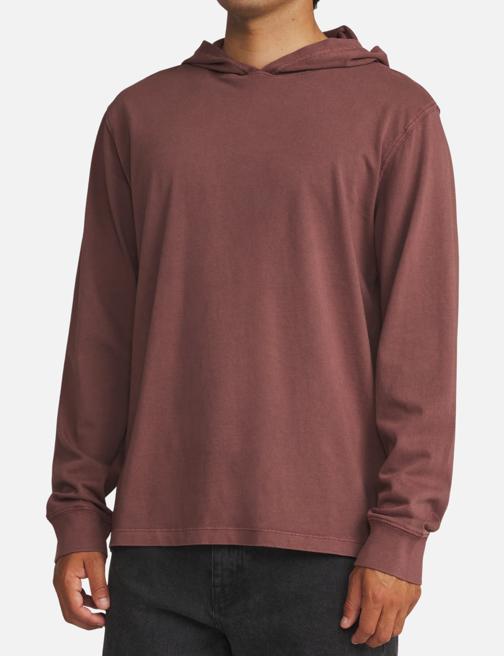 Katin Hide Pullover French Roast Vintage Wash Red Clay Color Long Sleeve Thin Hoodie Top Side