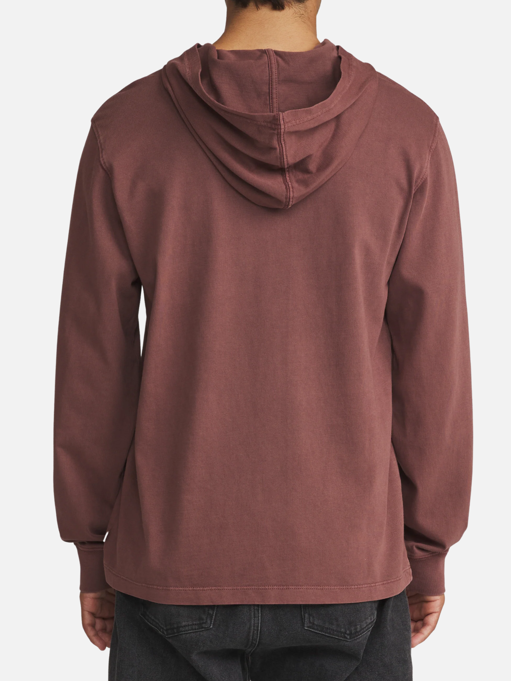 Katin Hide Pullover French Roast Vintage Wash Red Clay Color Long Sleeve Thin Hoodie Top Back