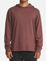 Katin Hide Pullover French Roast Vintage Wash Red Clay Color Long Sleeve Thin Hoodie Top Front