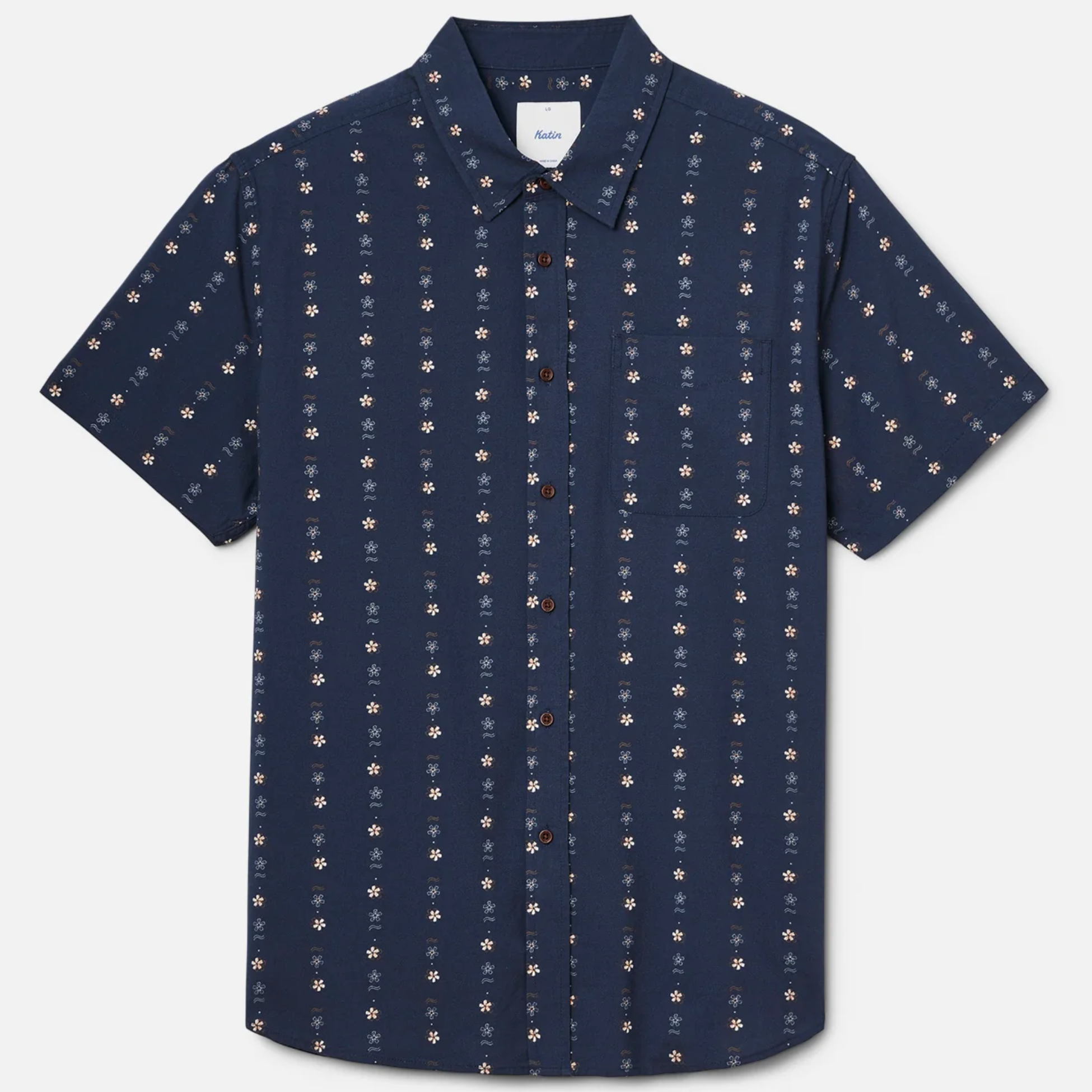 Katin Kona Wind Shirt Sea Storm Blue Mini Floral Pattern  Men’s Button Up Short Sleeve Collared Vacation Shirt for Summer Men’s Tops for Men Athens GA Georgia Kempt Menswear Store Near Me