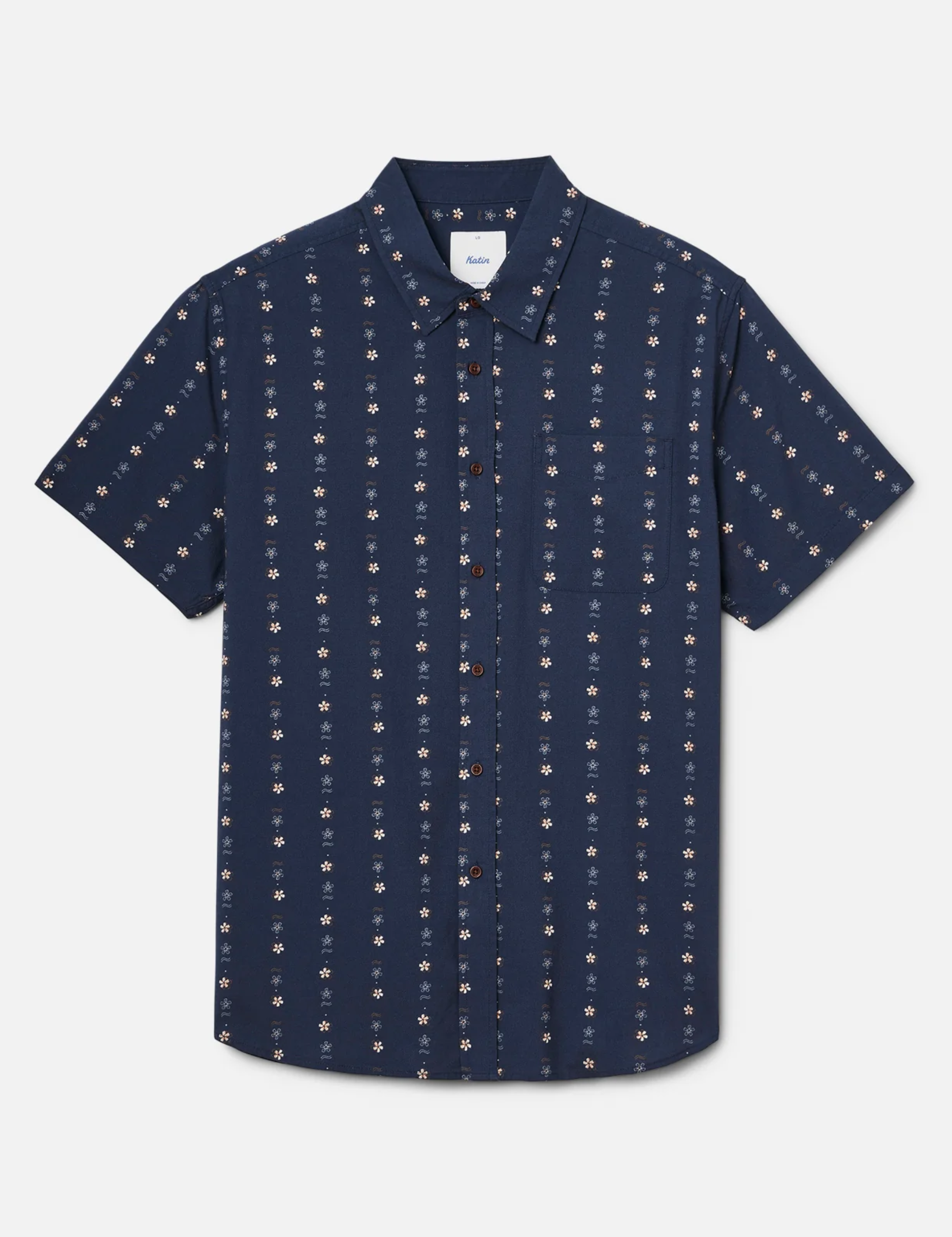 Katin Kona Wind Shirt Sea Storm Blue Mini Floral Pattern  Men’s Button Up Short Sleeve Collared Vacation Shirt for Summer Men’s Tops for Men Athens GA Georgia Kempt Menswear Store Near Me