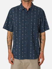 Katin Kona Wind Shirt Sea Storm Blue Mini Floral Pattern  Men’s Button Up Short Sleeve Collared Vacation Shirt for Summer Men’s Tops for Men Athens GA Georgia Kempt Menswear Store Near Me