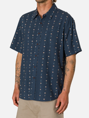 Katin Kona Wind Shirt Sea Storm Blue Mini Floral Pattern  Men’s Button Up Short Sleeve Collared Vacation Shirt for Summer Men’s Tops for Men Athens GA Georgia Kempt Menswear Store Near Me