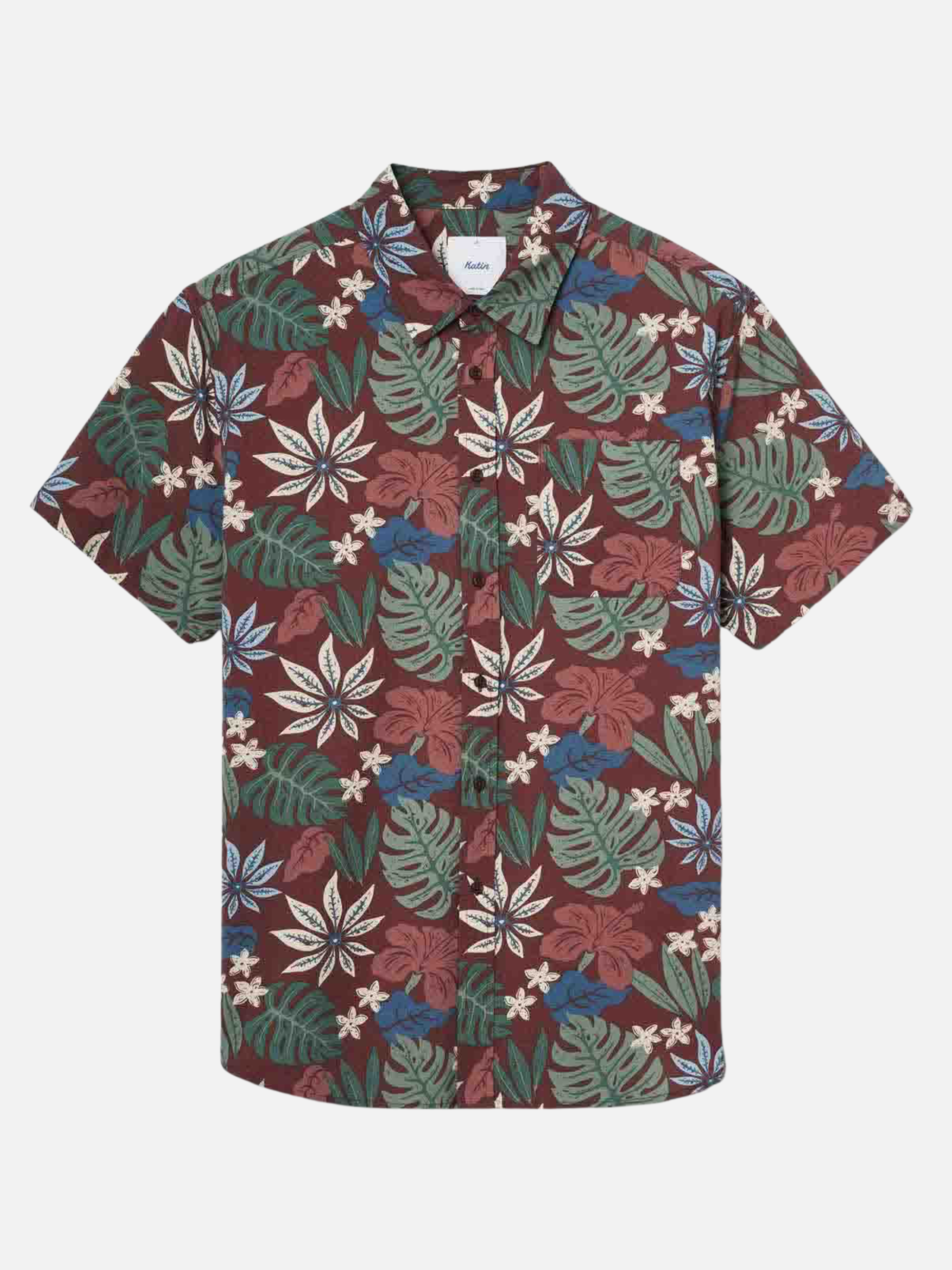 Katin Oasis Shirt Mahogany Red Floral Pattern  Men’s Button Up Short Sleeve Collared Vacation Shirt for Summer Men’s Tops for Men Athens GA Georgia Kempt Menswear Store Near Me