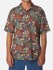 Katin Oasis Shirt Mahogany Red Floral Pattern  Men’s Button Up Short Sleeve Collared Vacation Shirt for Summer Men’s Tops for Men Athens GA Georgia Kempt Menswear Store Near Me