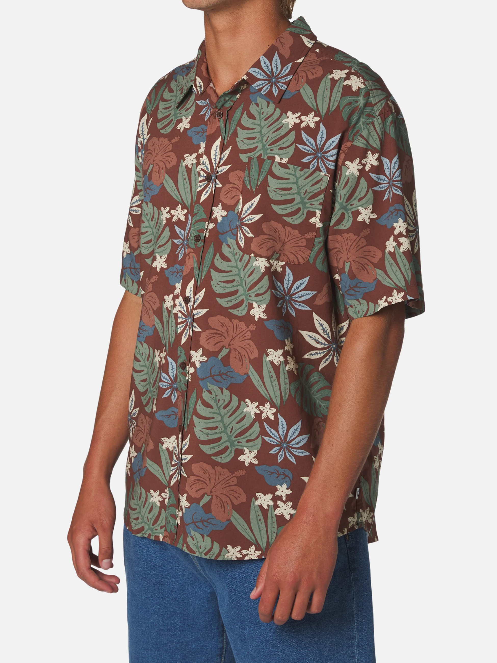 Katin Oasis Shirt Mahogany Red Floral Pattern  Men’s Button Up Short Sleeve Collared Vacation Shirt for Summer Men’s Tops for Men Athens GA Georgia Kempt Menswear Store Near Me