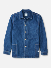Katin Task Coat Denim Blue Mid Wash Chore Coat Collar Button Up Jacket with Front Pockets Front