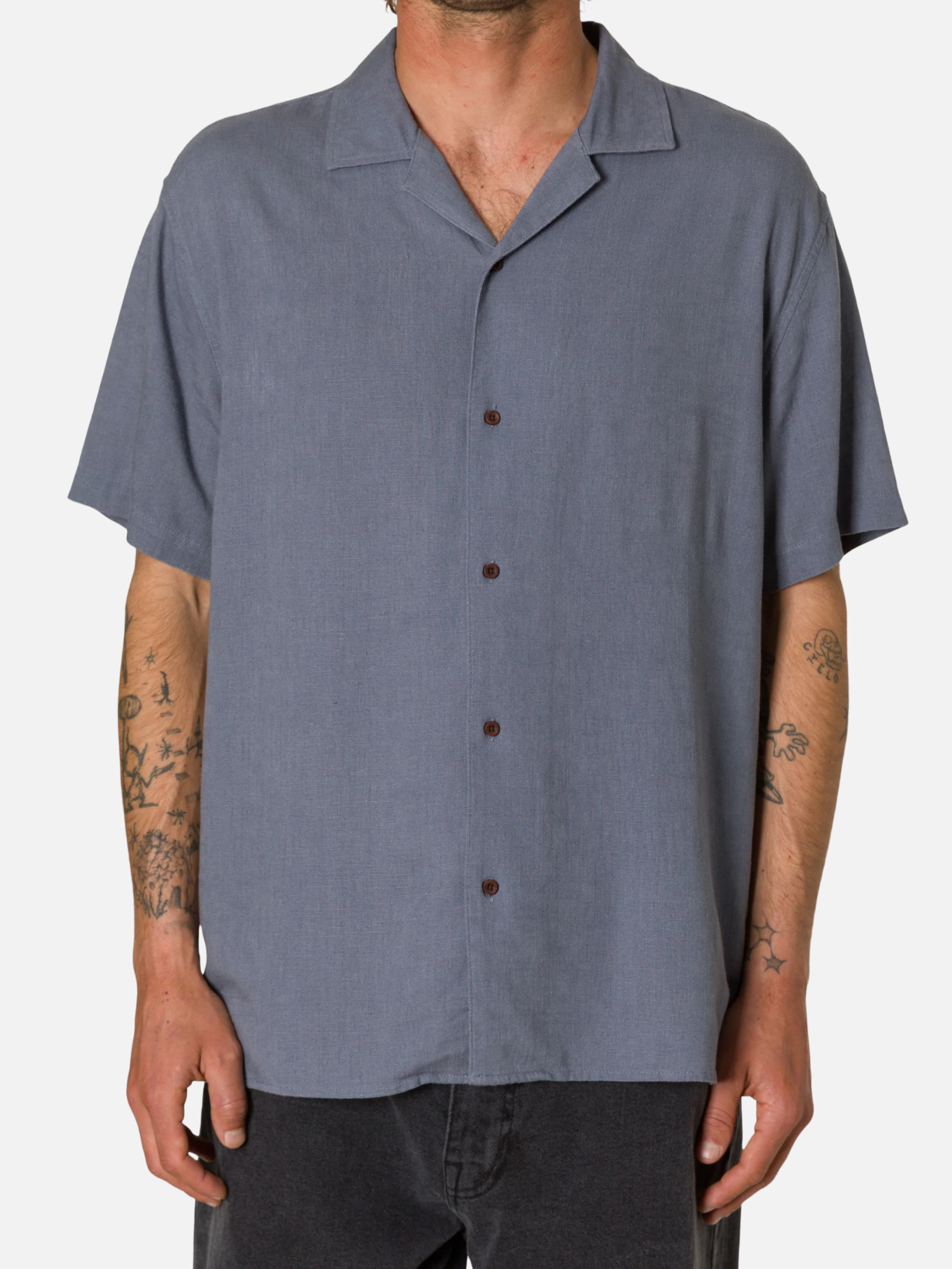 Katin Teller Button Up Casual Collared Shirt for Men Men’s Spring Summer Tops Outfits Tempest Blue Gray SS Short Sleeve Top for Guys Athens GA Georgia Kempt Menswear Store Near Me