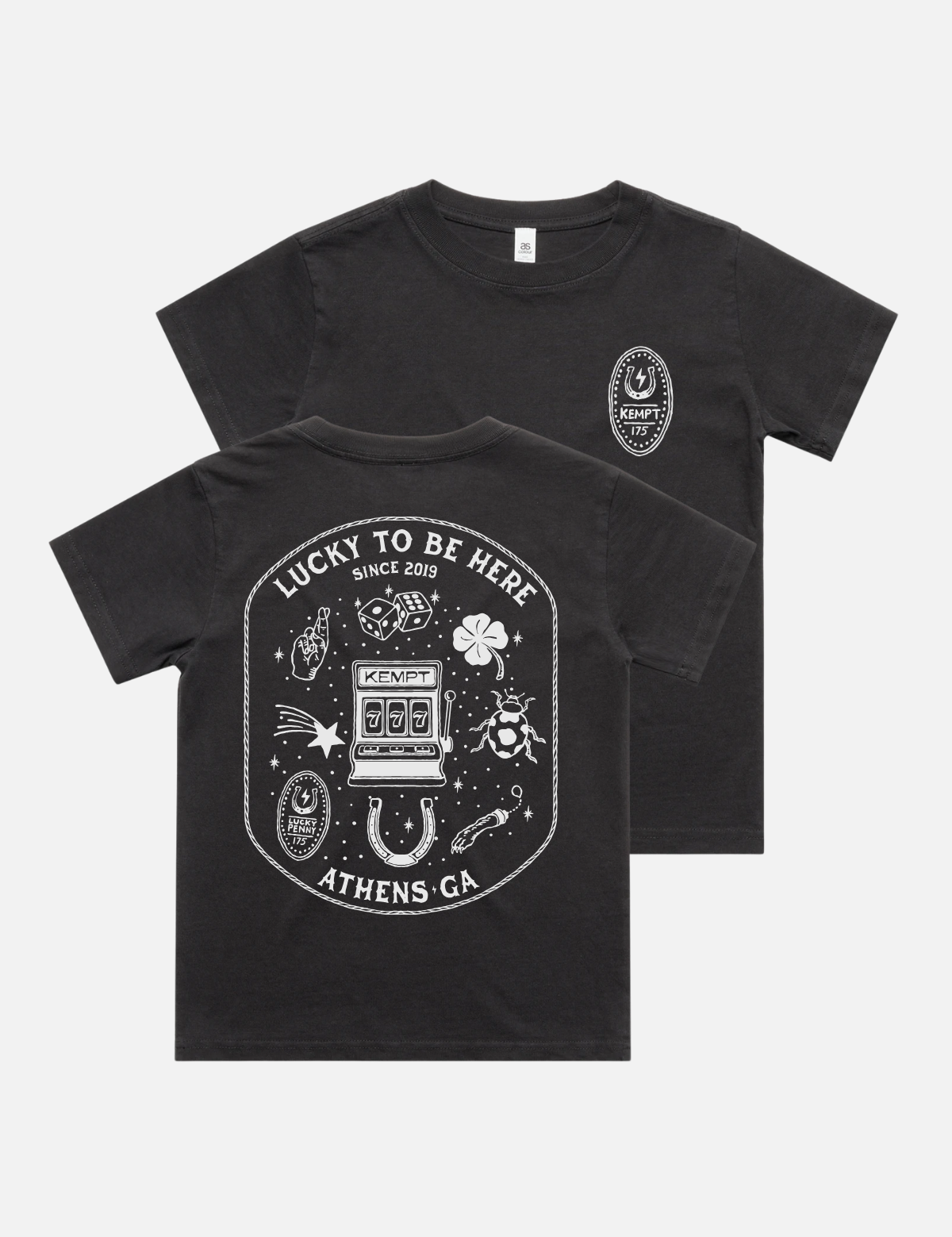 Kempt_Lucky_to_be_Here_Kids_Tee_Faded_BLACK_front_3.png