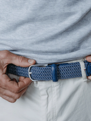 La Boucle Stretch Belt Deauville Blue Belts Adjustable Comfortable Belting for Men Silver Buckle Fun Accessories for Guys Athens GA Georgia Kempt Menswear Store Near Me