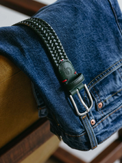 Genoa Stretch Leather Belt - Green